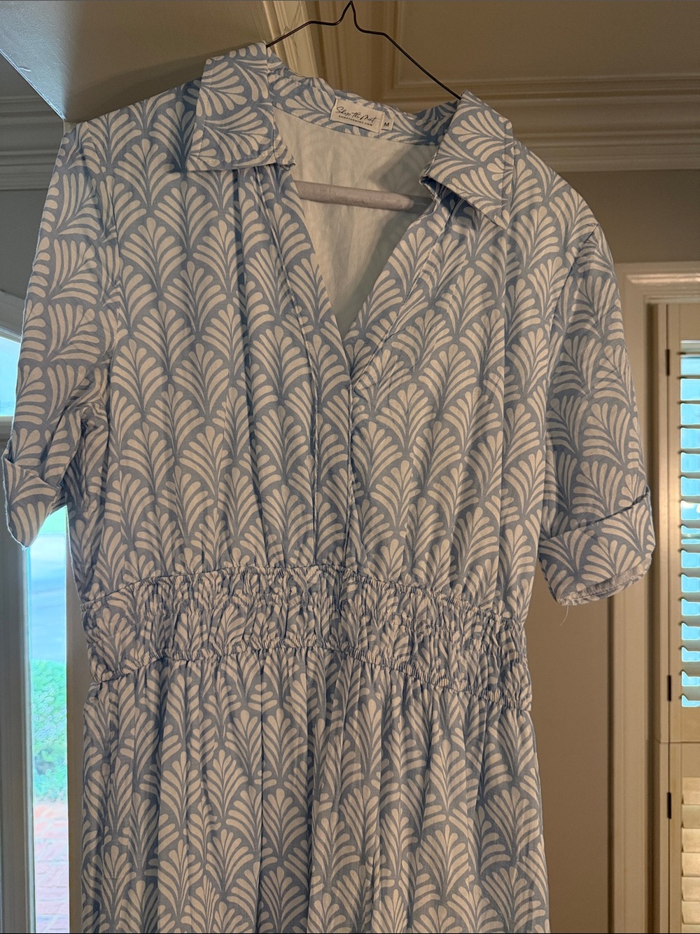 Blue and White Patterned Collared sommerset dress